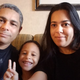 Dakmary Torres (right) in the hotel room with her husband and 5-year-old son.